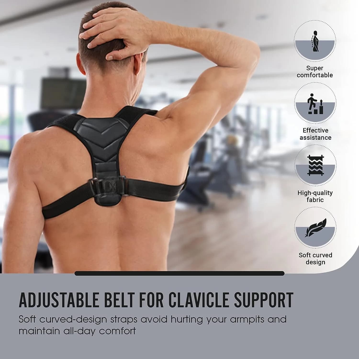 Supply Cube Back Brace Posture Corrector for Men and Women Adjustable Strap