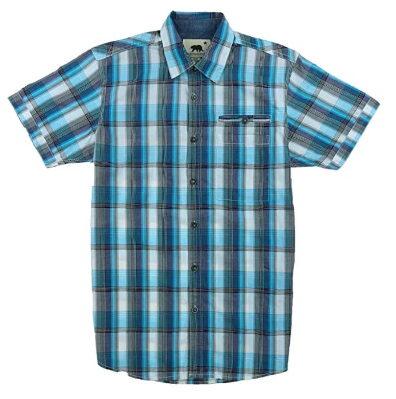 Dakota Grizzly Men's Cody Short Sleeve Plaid Shirt Ocean