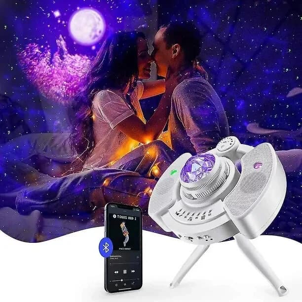 4 In 1 Led Night Light speaker Projector With Adjustable Tripod stand white