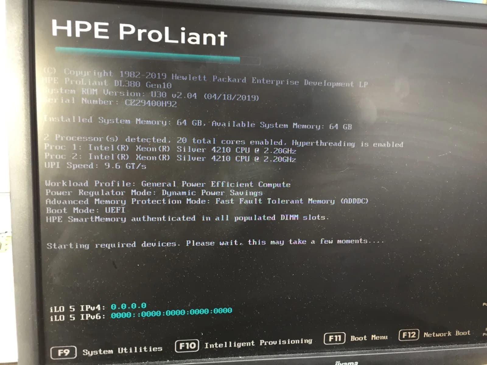 HP PROLIANT DL380 GEN 10 SERVER 64GB RAM INTEL 2X XEON SILVER 4210 CPU 10 CORE