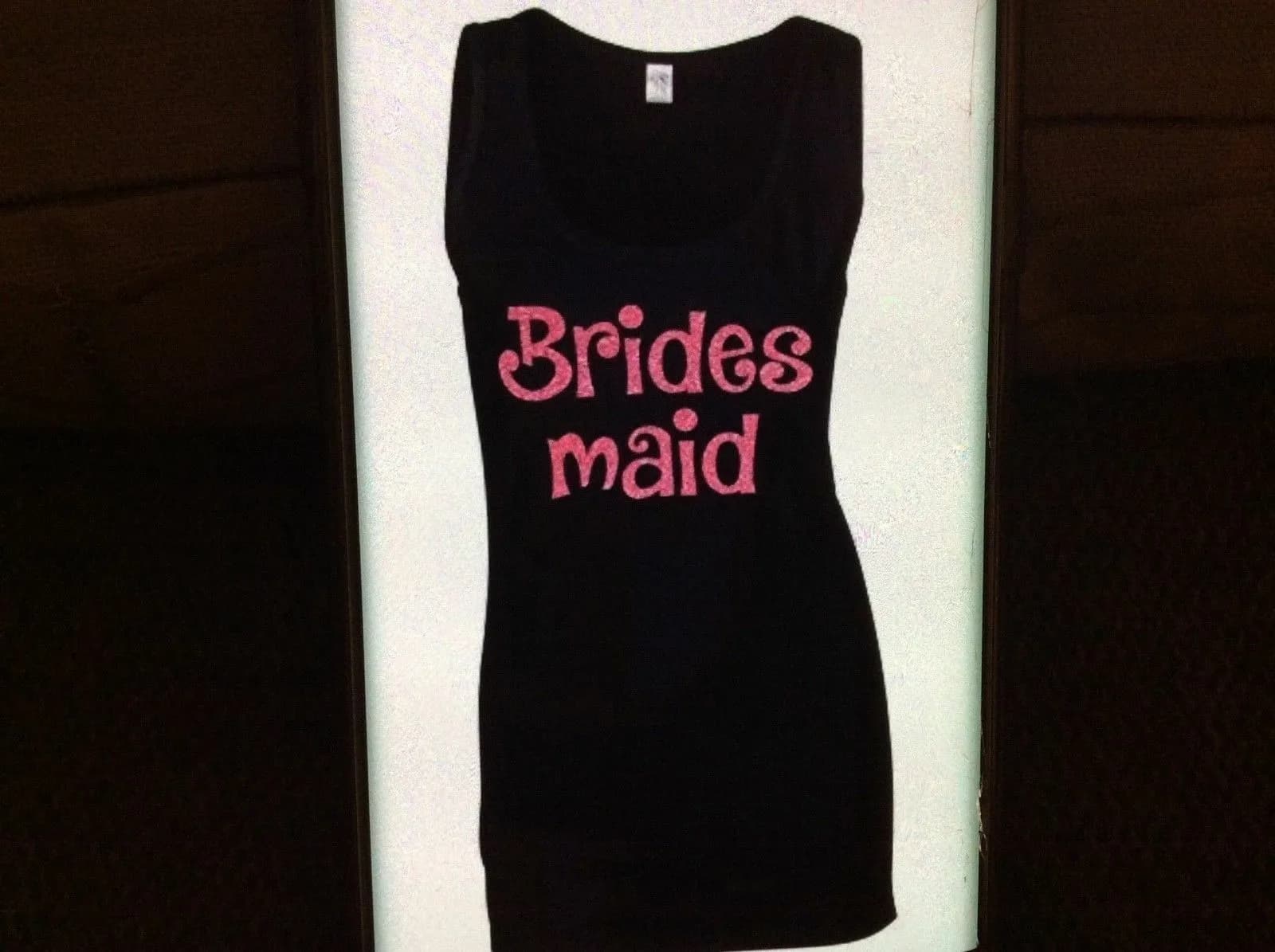 Hen Night Party Bridesmaid Bridal Wedding T-shirt Black/Pink Glitter Vest