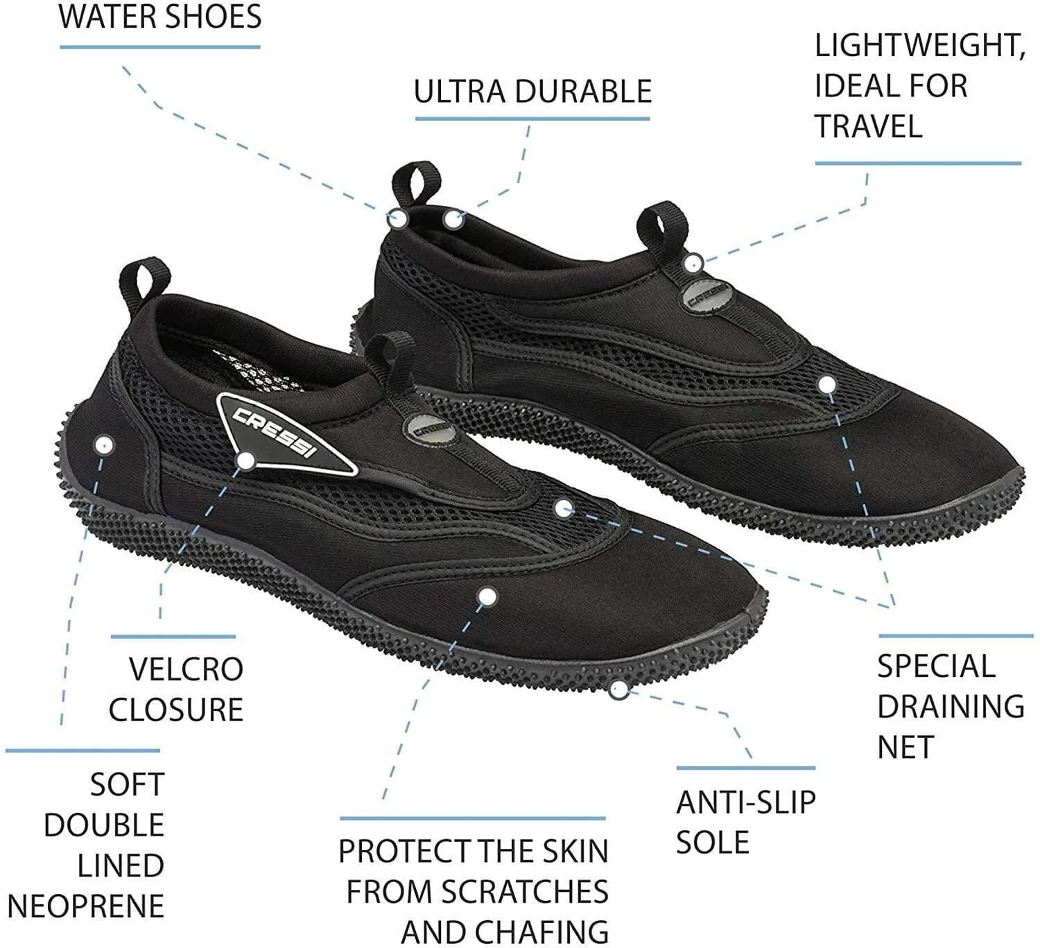 Cressi Reef Premium Aqua Beach Shoes Kids Blue UK 6