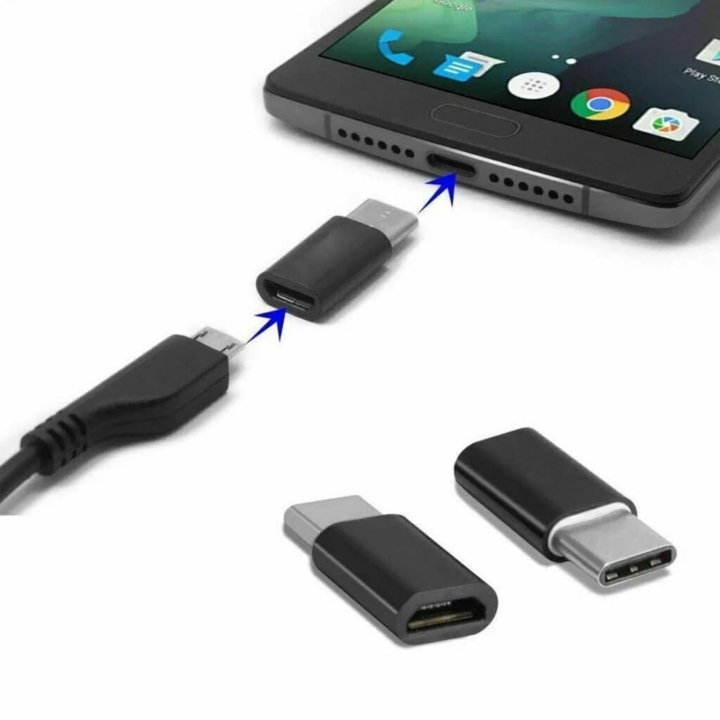 Micro USB Female to Type C Male Converter USB-C Adapter Converter Black White UK