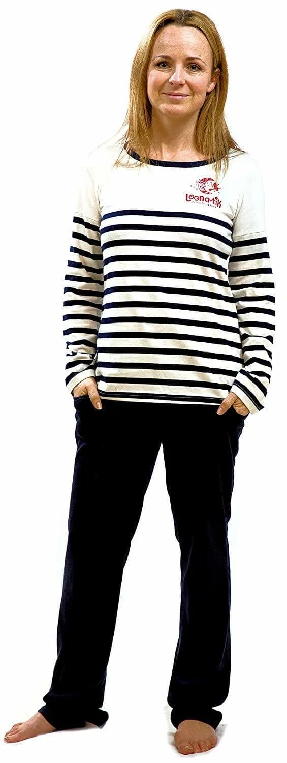 Loonatik Womens Breton Style Pyjamas queen marine l