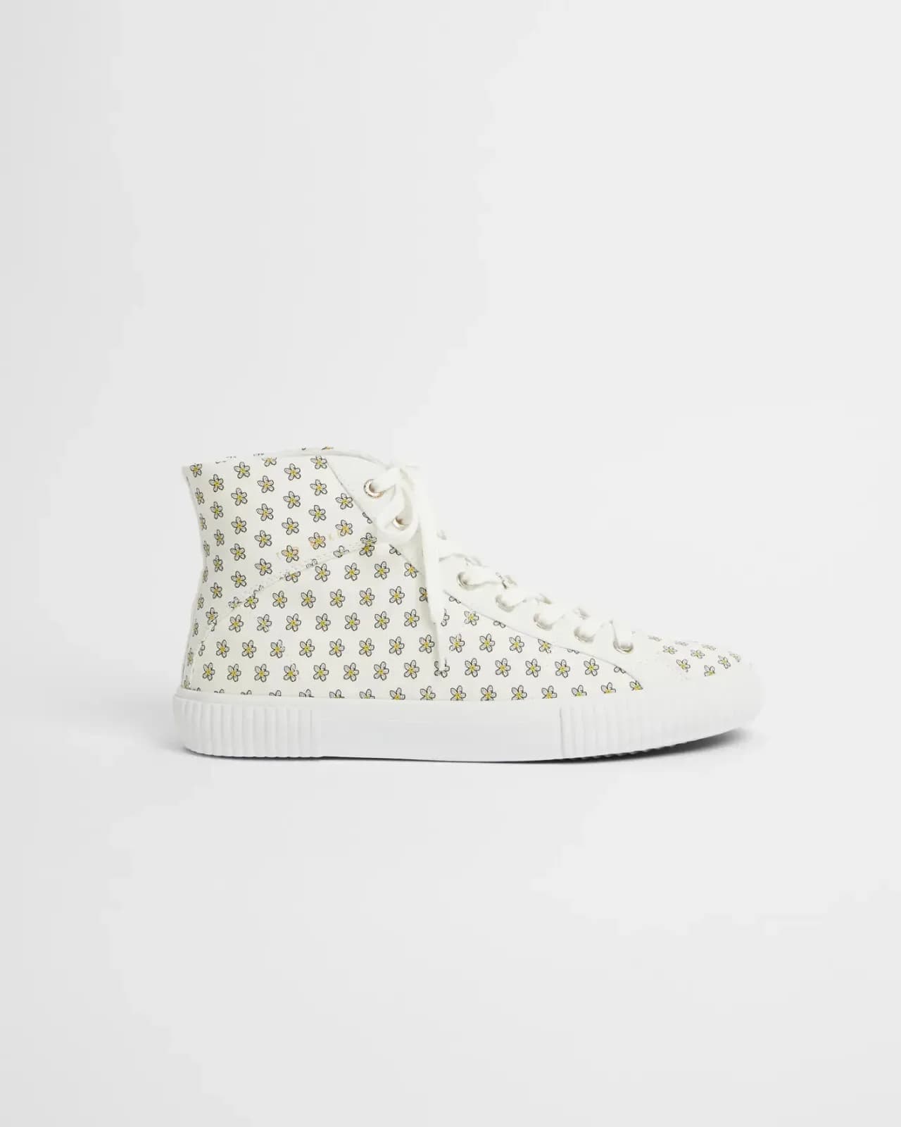 TED BAKER WOMEN'S Kimial Metropolis Daisy Vulcanised High Top Trainer WHITE