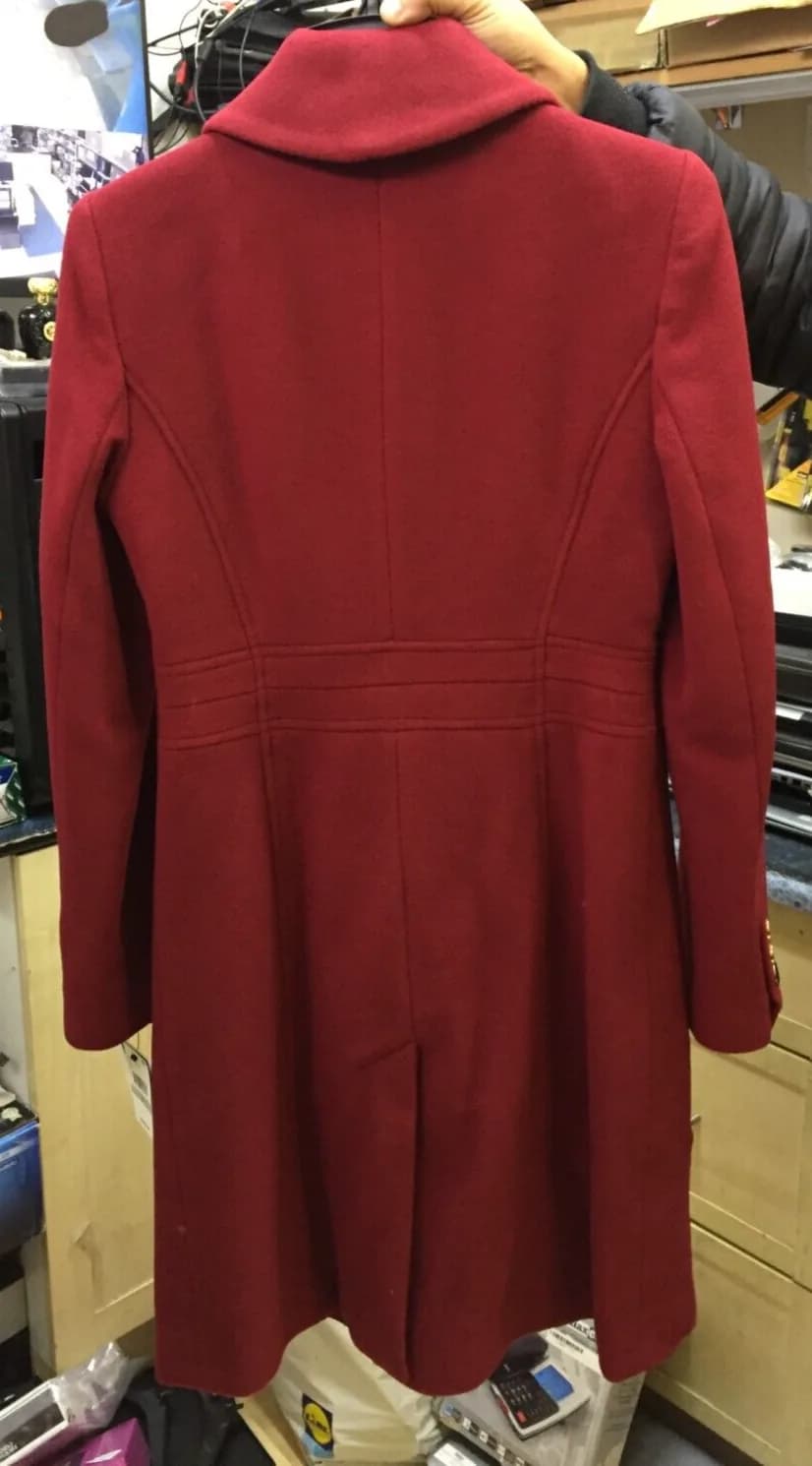 ANNE KLEIN WOMEN'S SINGLE-BREASTED CLUB-COLLAR COAT RED/MAROON UK SIZE 4