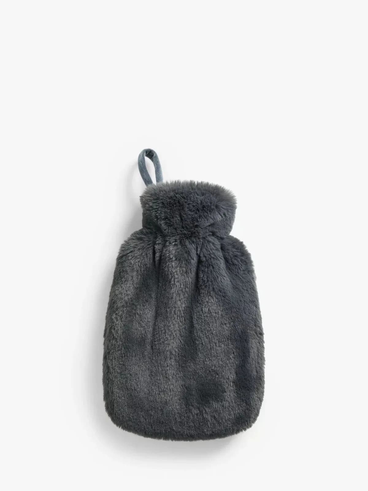 John Lewis Faux Fur Hot Water Bottle, Graphite