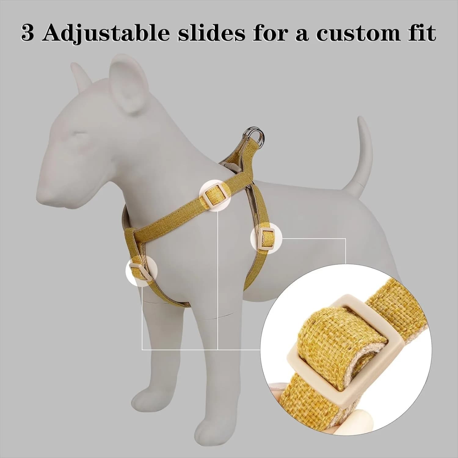 Plutus Pet Cotton Hemp Step In Dog Harness, Sustainable, yellow M