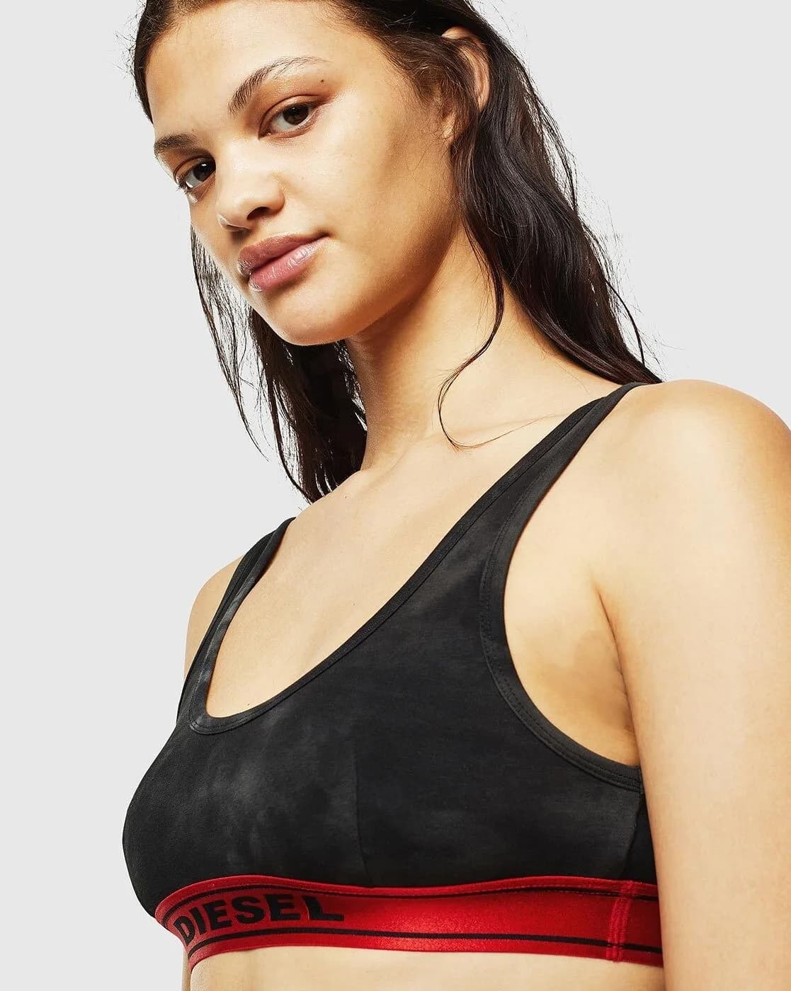 WOMEN'S DIESEL UFSB-BRAS Tie & Dye Soft Bra Black Red UK 8