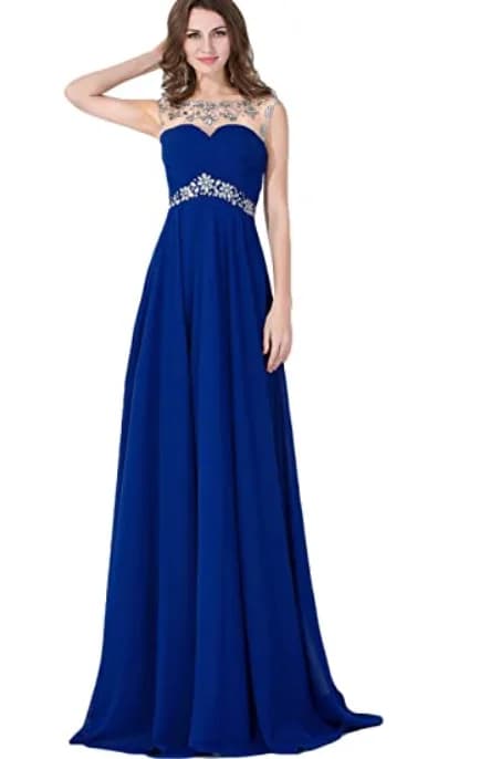 New **** Sexy Backless Beaded Chiffon Long Evening Gown 2020 Prom Dress Navy