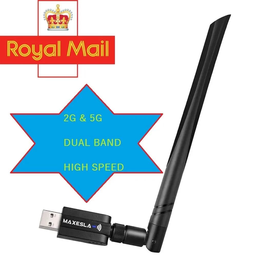 Maxesla 1200MBPS High Speed WIFI Adapter USB Dongle 5G High Gain Antenna Dual Ba