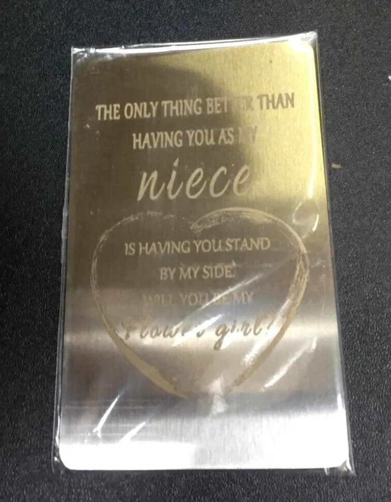 Flower Girl Proposal Card Niece Engraved Wallet Card Gift Wedding Silver