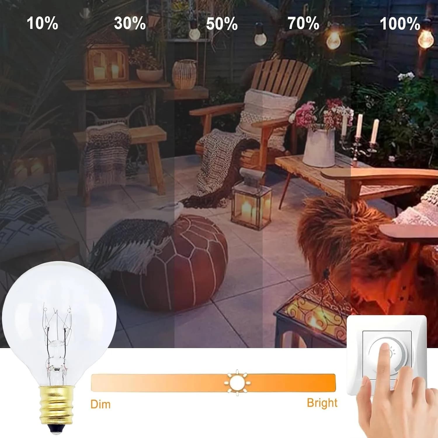 25-Pack G40 Replacement Bulbs, 7W G40 Globe Bulbs E12 Outdoor String Lights 230V