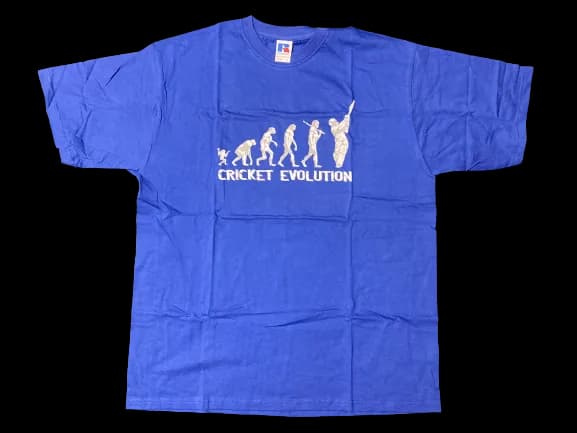 Cricket Cricketer Evolution T-Shirt Premium Cotton Bowler Gift Present XL Blue