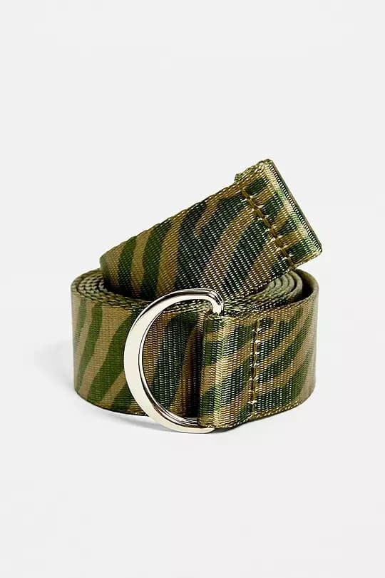 Women's UO Zebra Print Belt Khaki Green