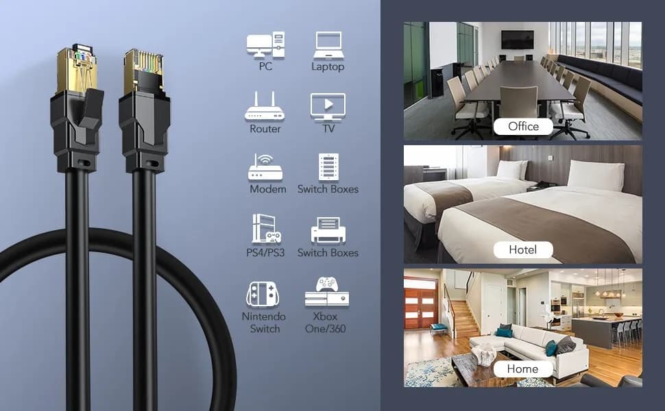 Akake Cat 8 Ethernet Cable 1M Heavy Duty High Speed Internet Network, Professi