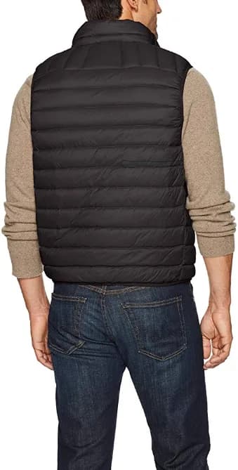 Hawke & Co Men's Lightweight Down Packable Puffer Vest Dark Grey Sleeveless