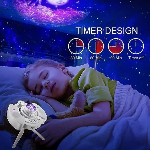 4 In 1 Led Night Light speaker Projector With Adjustable Tripod stand white