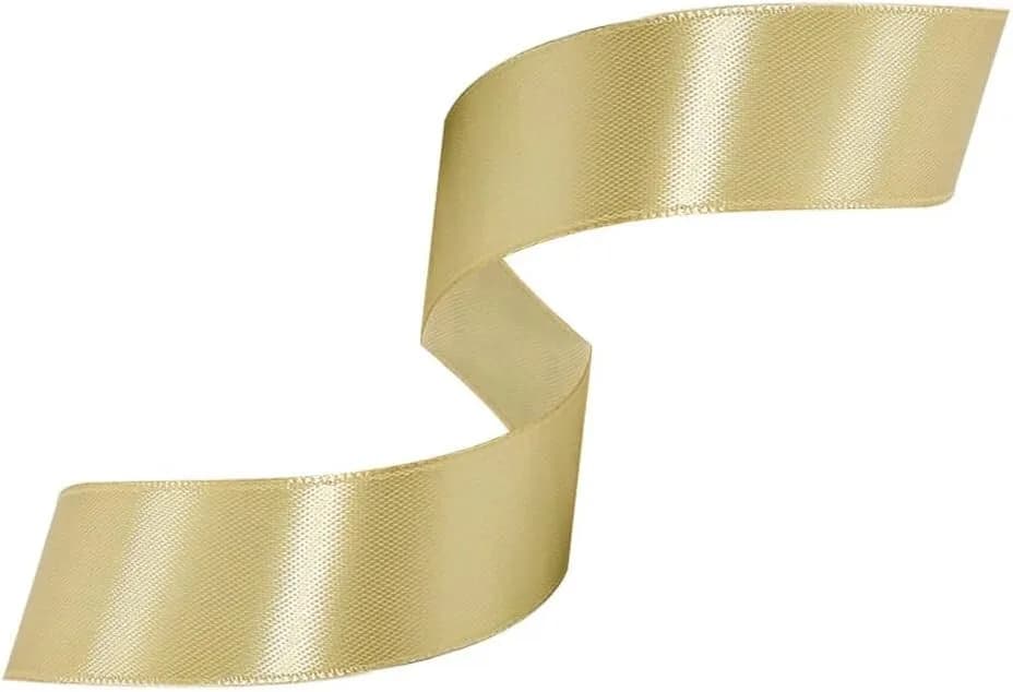 Double Faced Gold Satin Tying Ribbon 10mm, 23 Meters Solid Color Xmas Gift Wrap