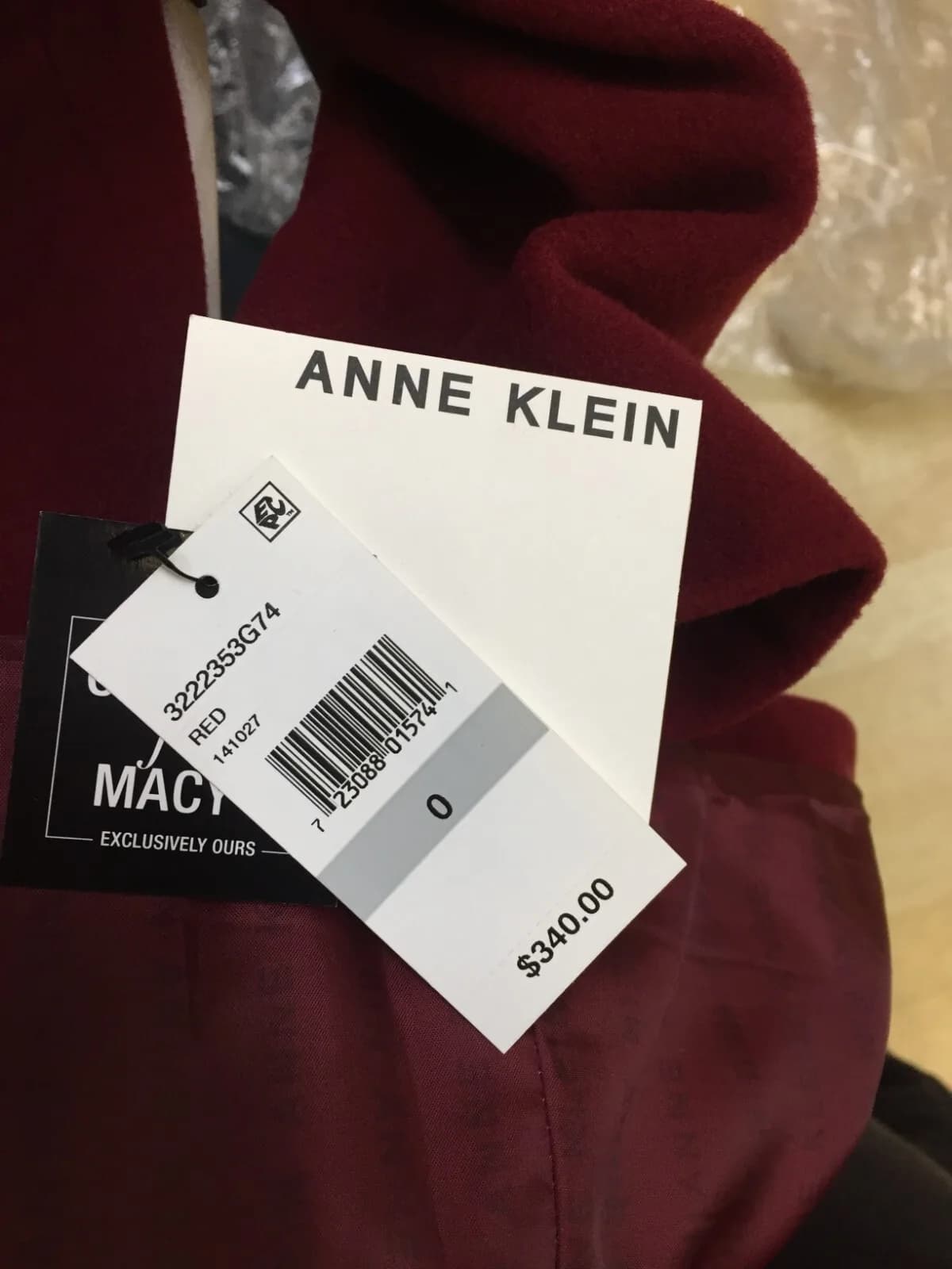 ANNE KLEIN WOMEN'S SINGLE-BREASTED CLUB-COLLAR COAT RED/MAROON UK SIZE 4