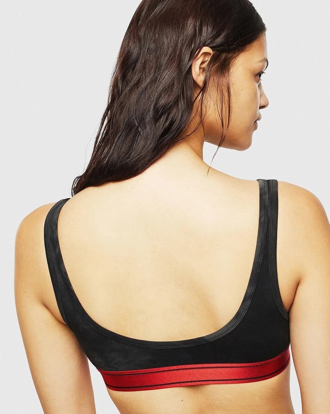 WOMEN'S DIESEL UFSB-BRAS Tie & Dye Soft Bra Black Red UK 8