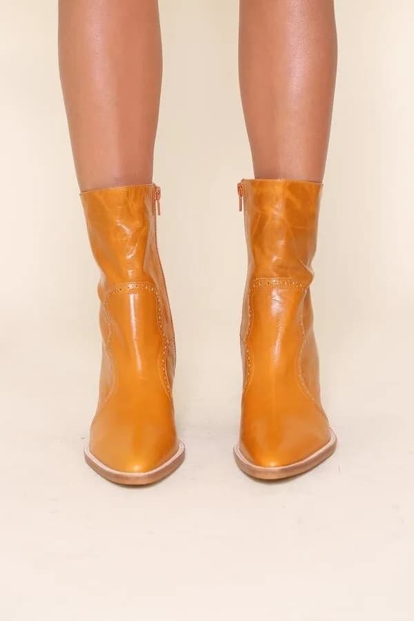 Women's Intentionally Blank Whiskey Crinkle Lover Leather Boots uk 4.5