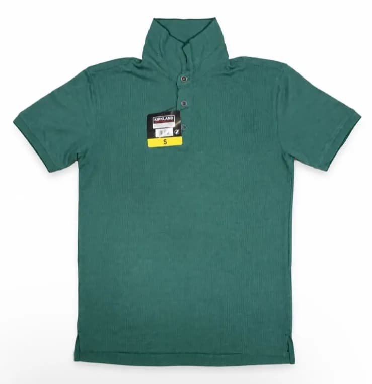 KIRKLAND SIGNATURE Men's Short Sleeve Jacquard Polo T Shirt Olive Green Green
