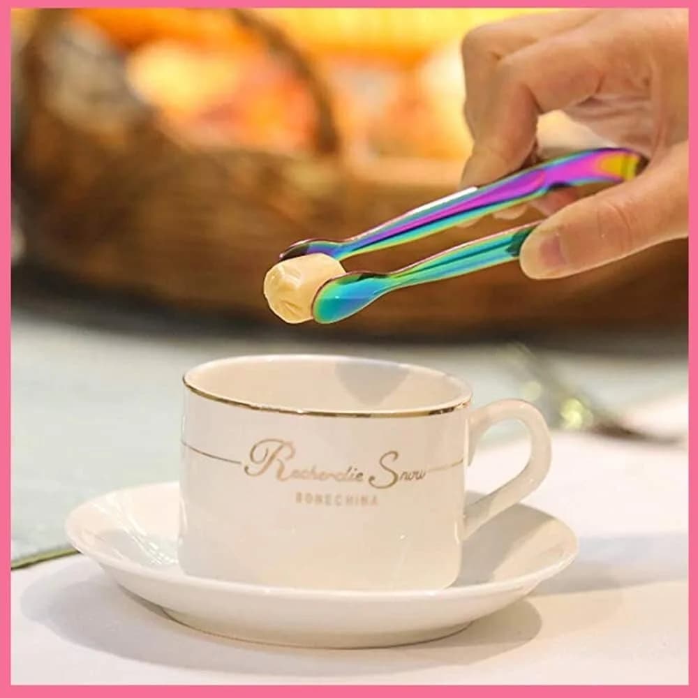 6 Pcs Ice Sugar Tongs,Multicolour U Shaped Ice Tongs Stainless Steel Candy Tongs