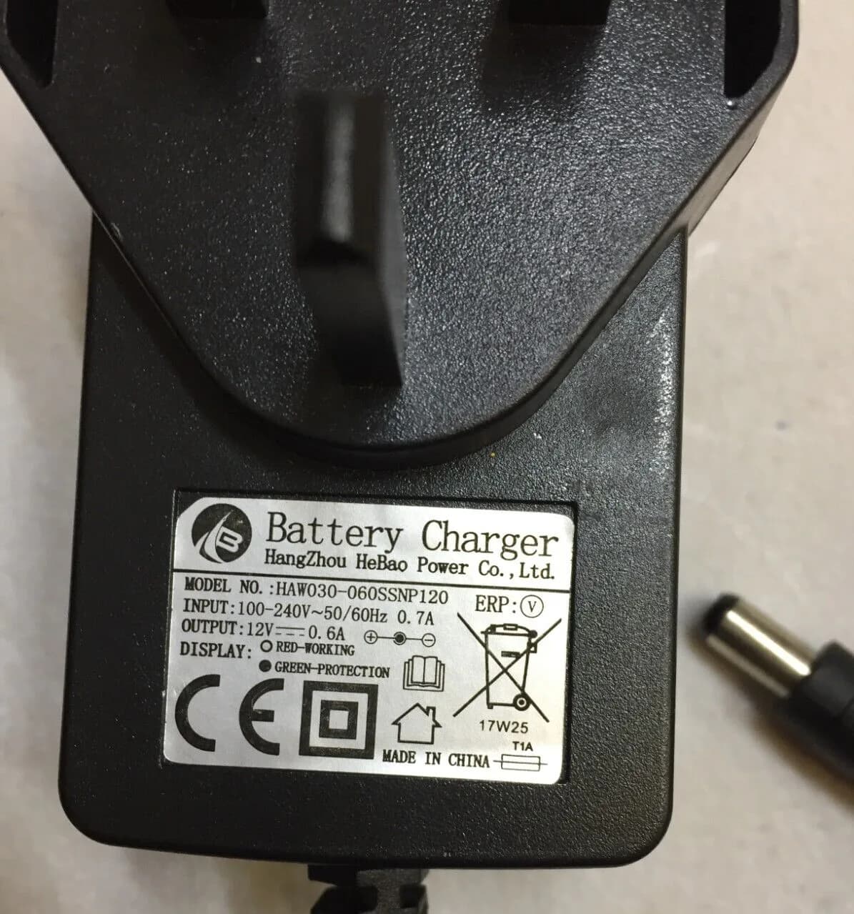 AC Adapter for Jetson Scooter Hangzhou HeBao HAW030-060SSNP120 Power PSU 12V 0.6