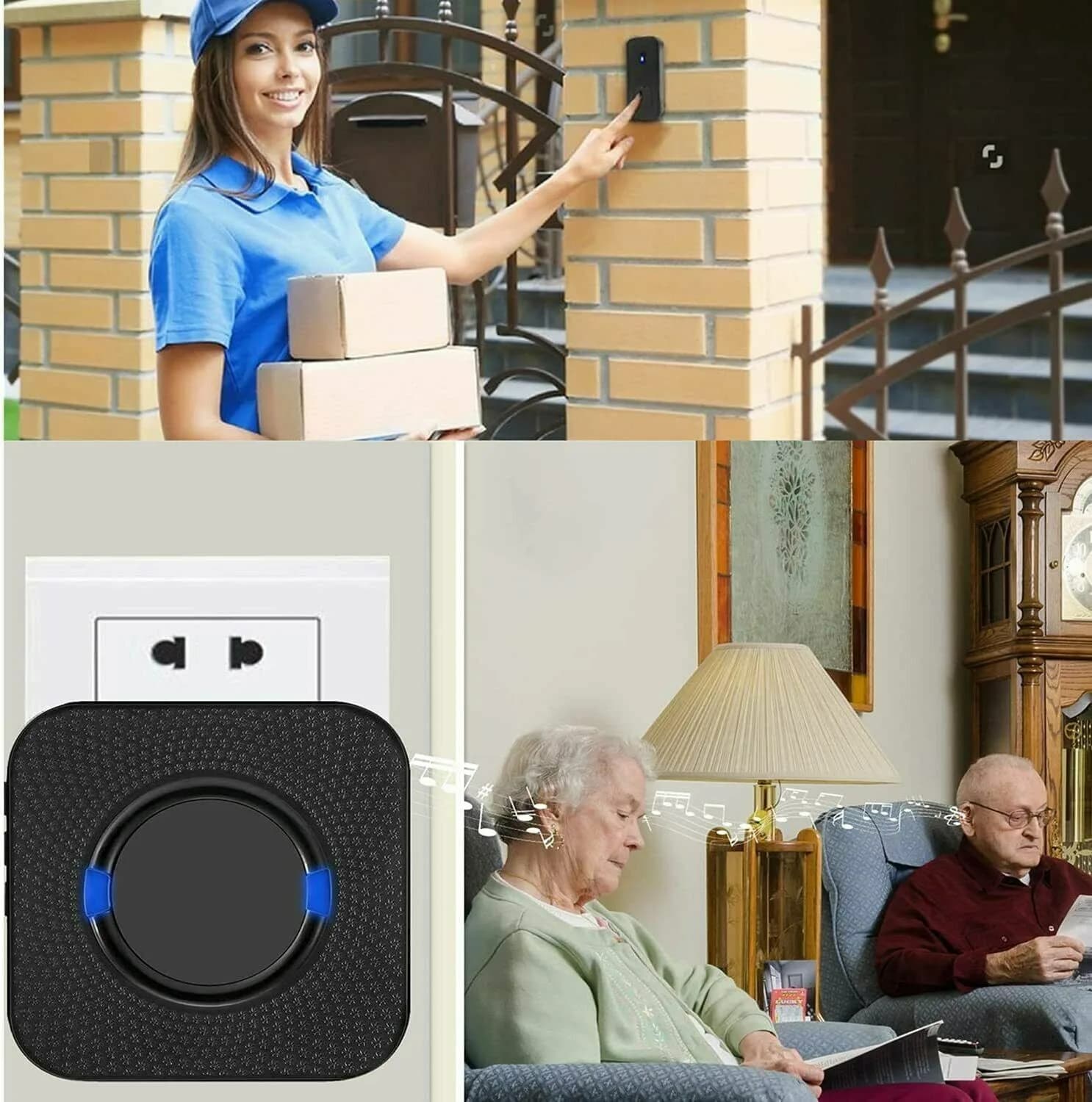 New Wireless Doorbell 1000ft Range with 55 Chimes, 5-Level Volume, LED IP55
