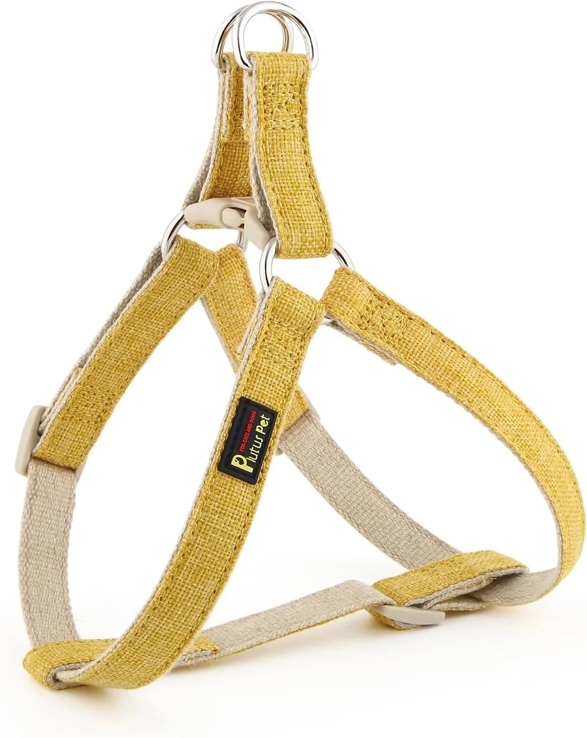Plutus Pet Cotton Hemp Step In Dog Harness, Sustainable, yellow M
