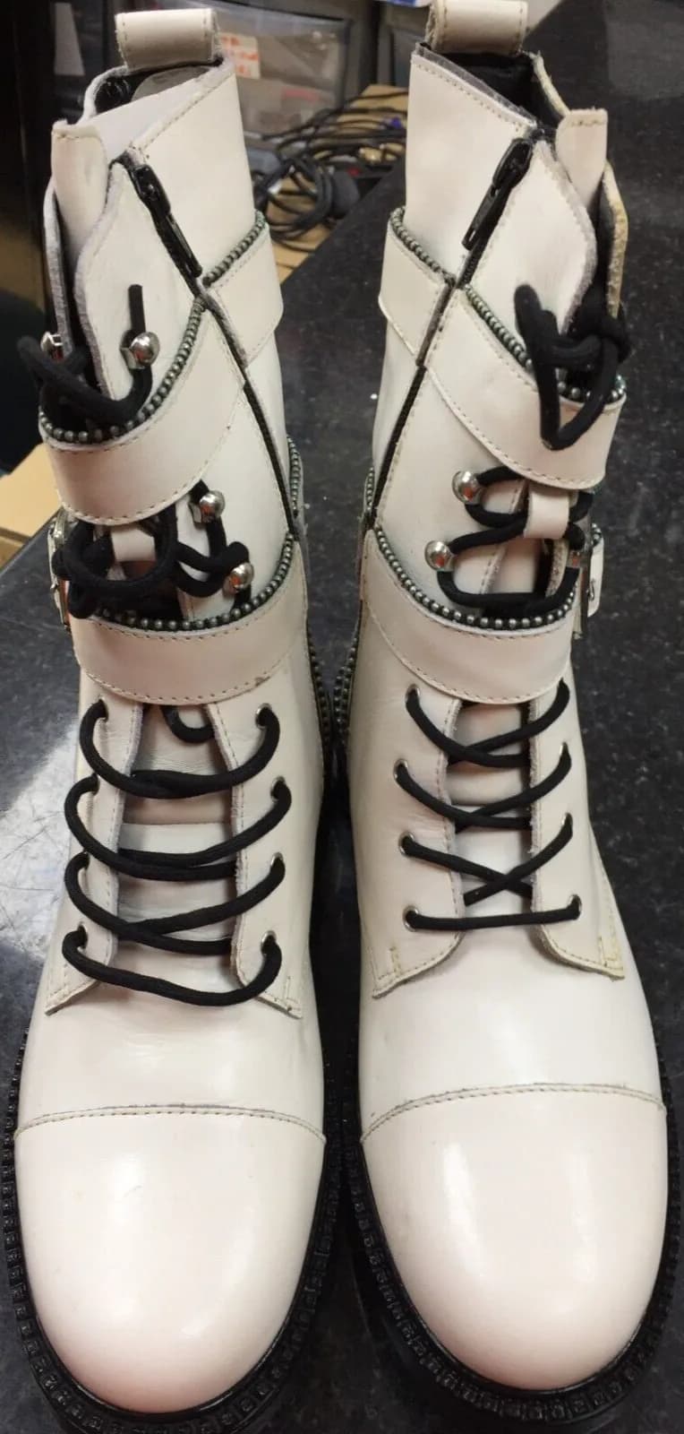 FREE PEOPLE LIMITLESS LACE UP BOOTS WHITE EU 39 UK 6