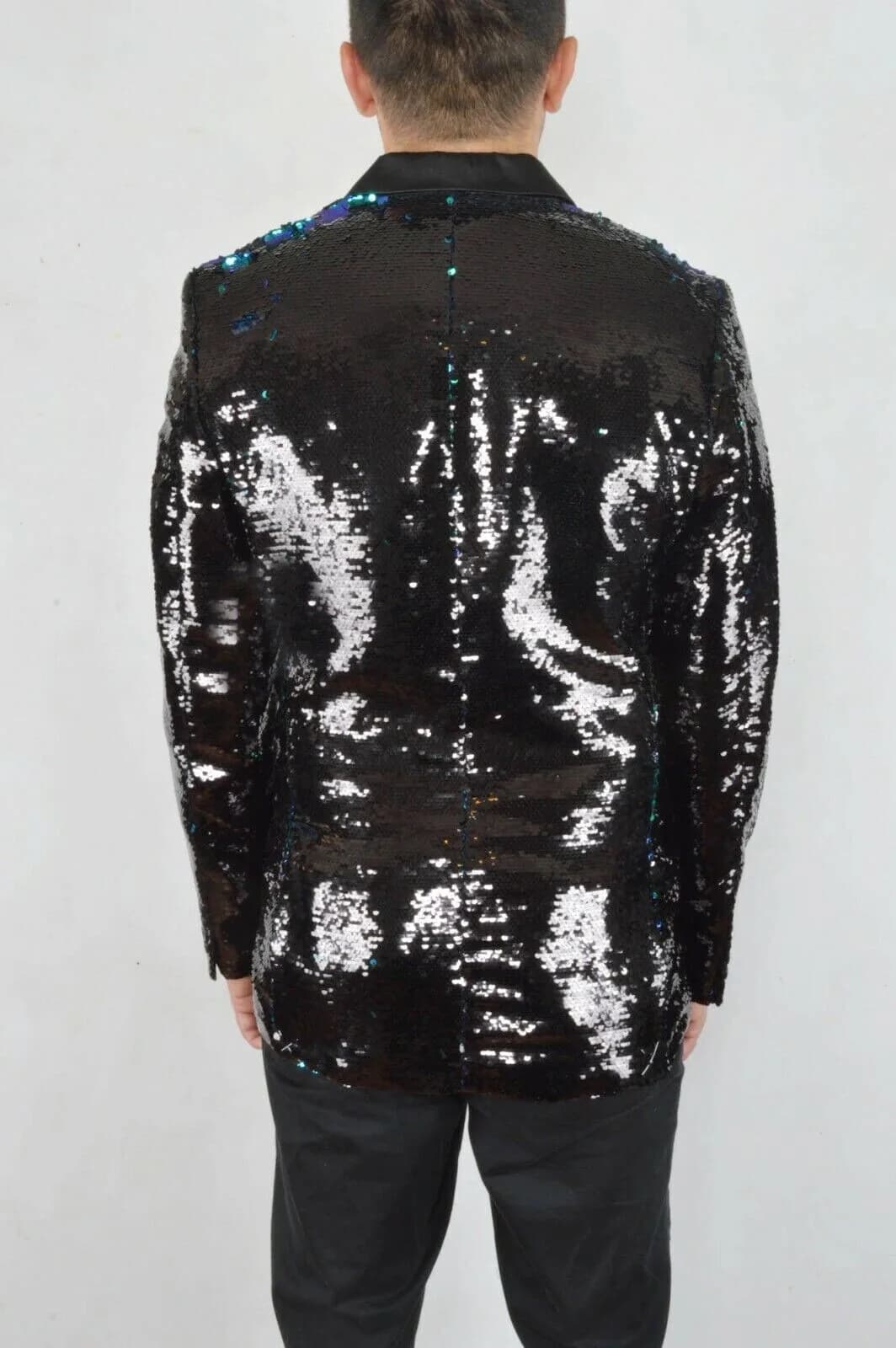 INC International Party DJ Teal Combo Black sequin jacket MEN'S XXL