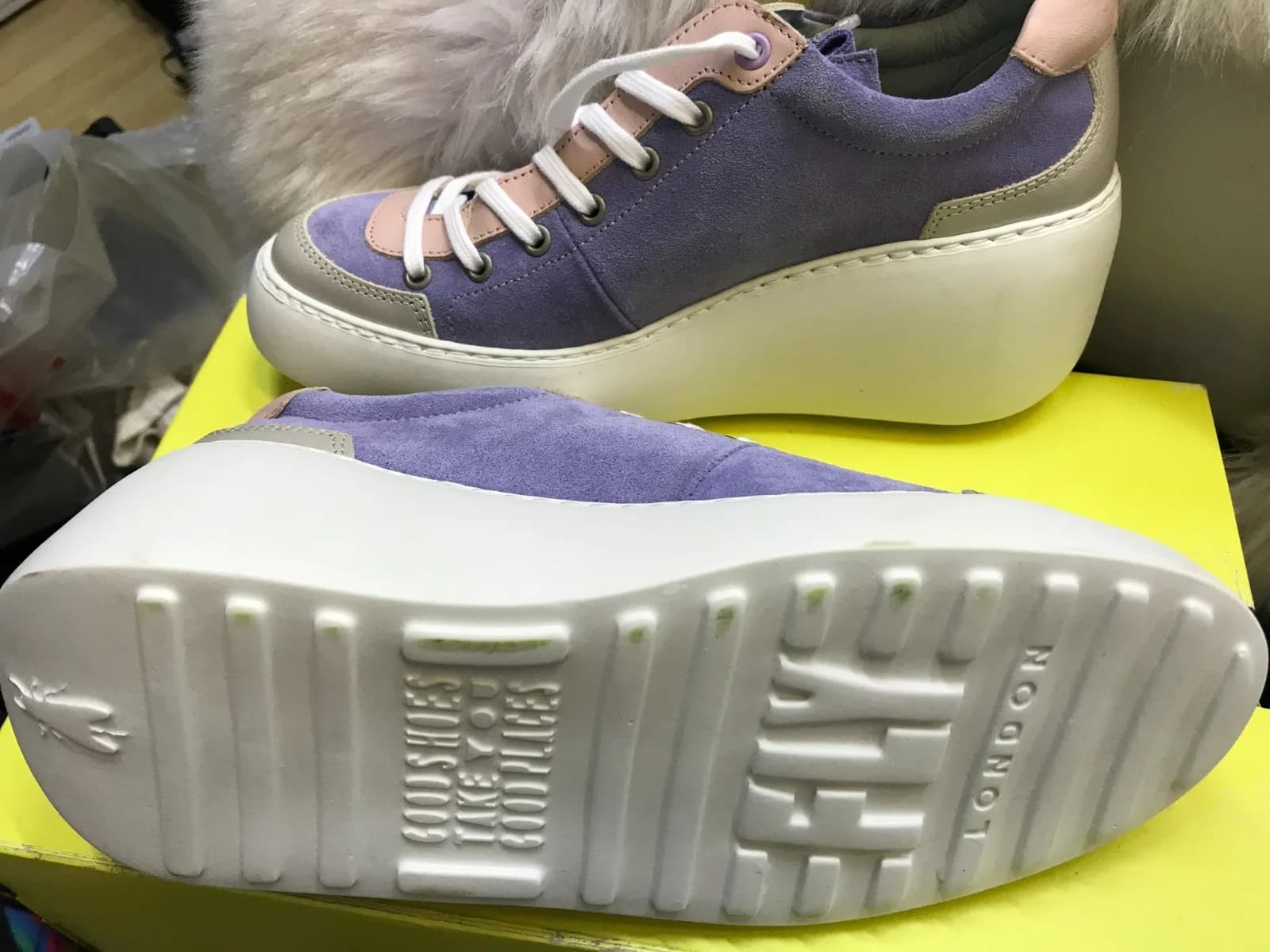 Women's Fly London DUFY671FLY Sneakers Shoe Pink,Purple Silver Size uk 6